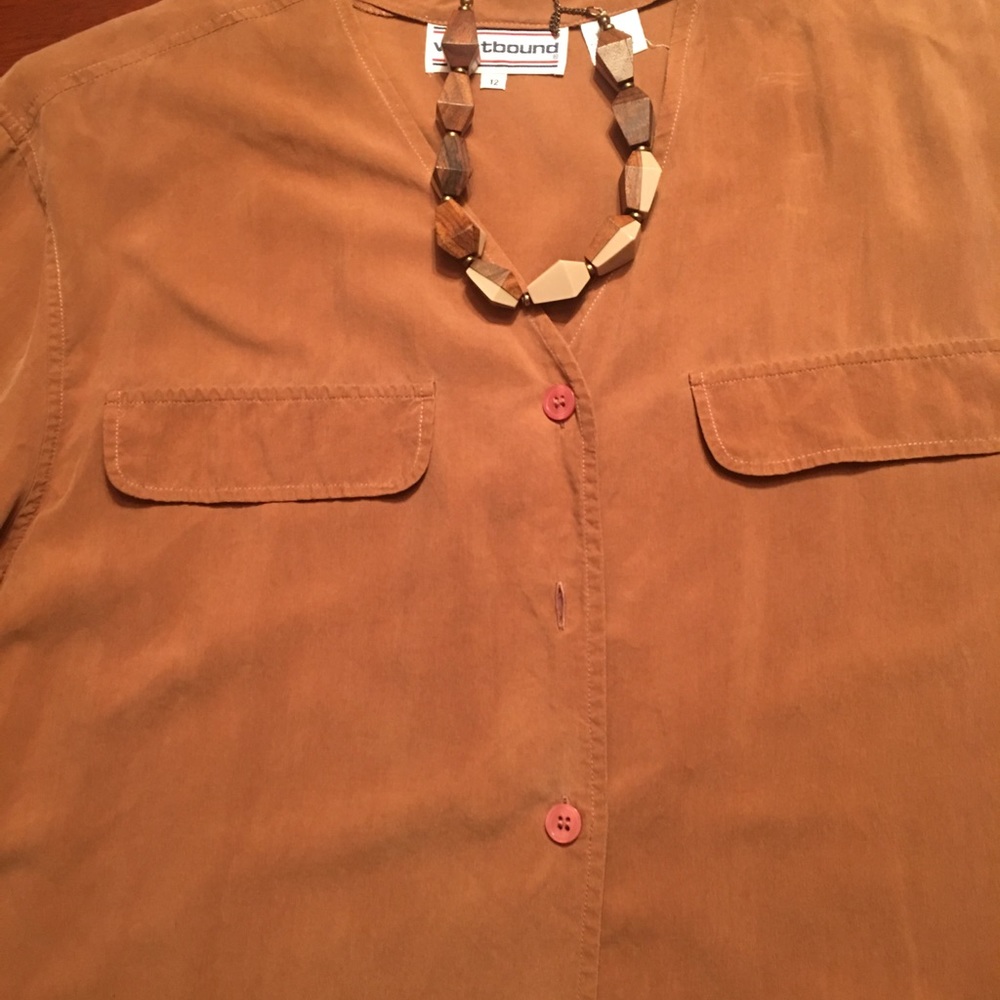 Brown 100% silk blouse